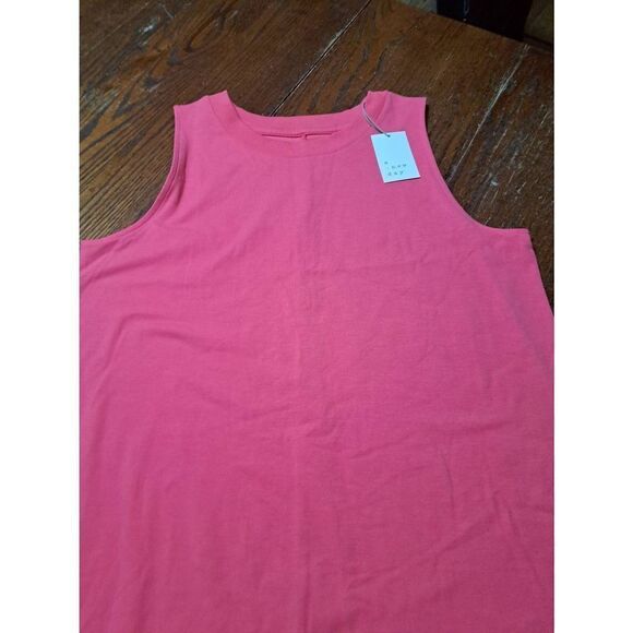 New XL A New Day Pink Sleeveless Round Neck Tshirt Dress Midi Summer Spring NWT - Picture 1 of 2